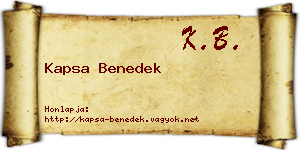 Kapsa Benedek névjegykártya