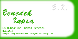 benedek kapsa business card